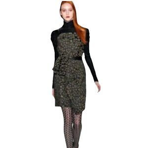 Cynthia Steffe NWT $395 Jacquard Sheath Dress, Black Brown Women's Size 12